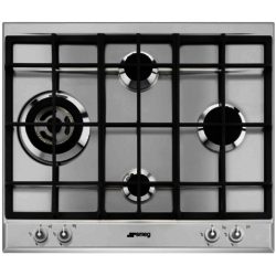 Smeg P1641XT 60cm Linea 4 Burner Gas Hob with Ultra Rapid Burner in Stainless  Steel